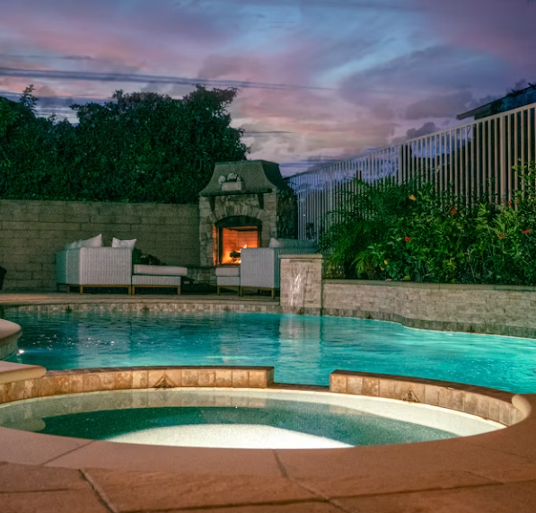 Renovated pool refilled with fresh plaster finish