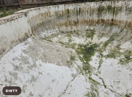 Pool shell stripped and prepped during renovation